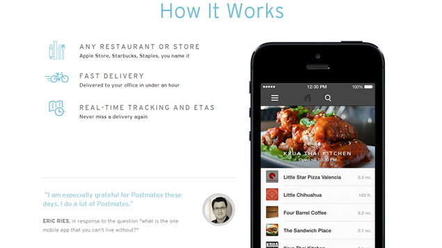 Postmates Delivers From Local Restaurants or Stores in Under an Hour